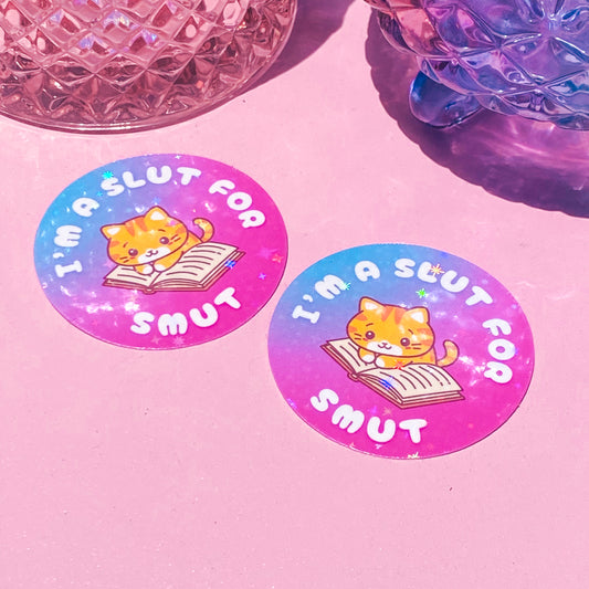 Slut for Smut | Bookish Holographic Sticker